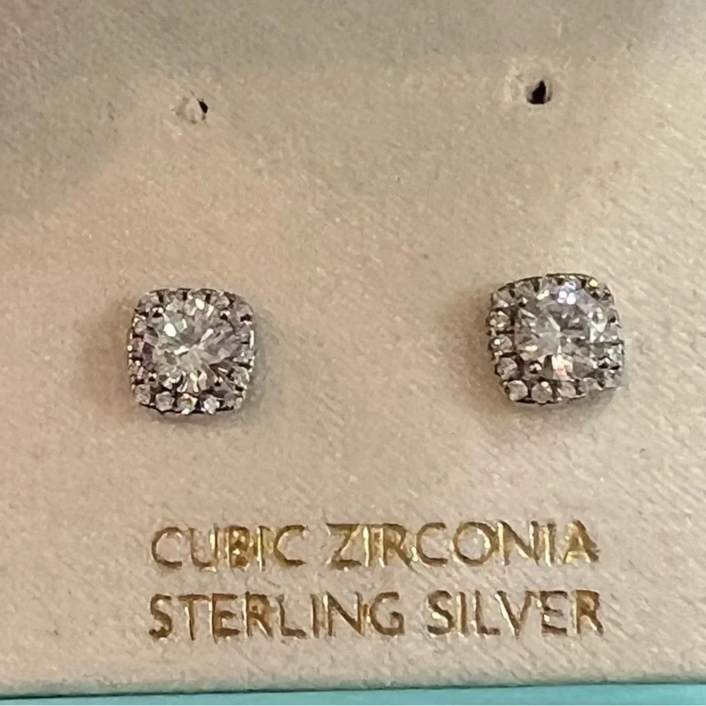 Gorgeous sterling silver and cubic zirconia Halo Earrings